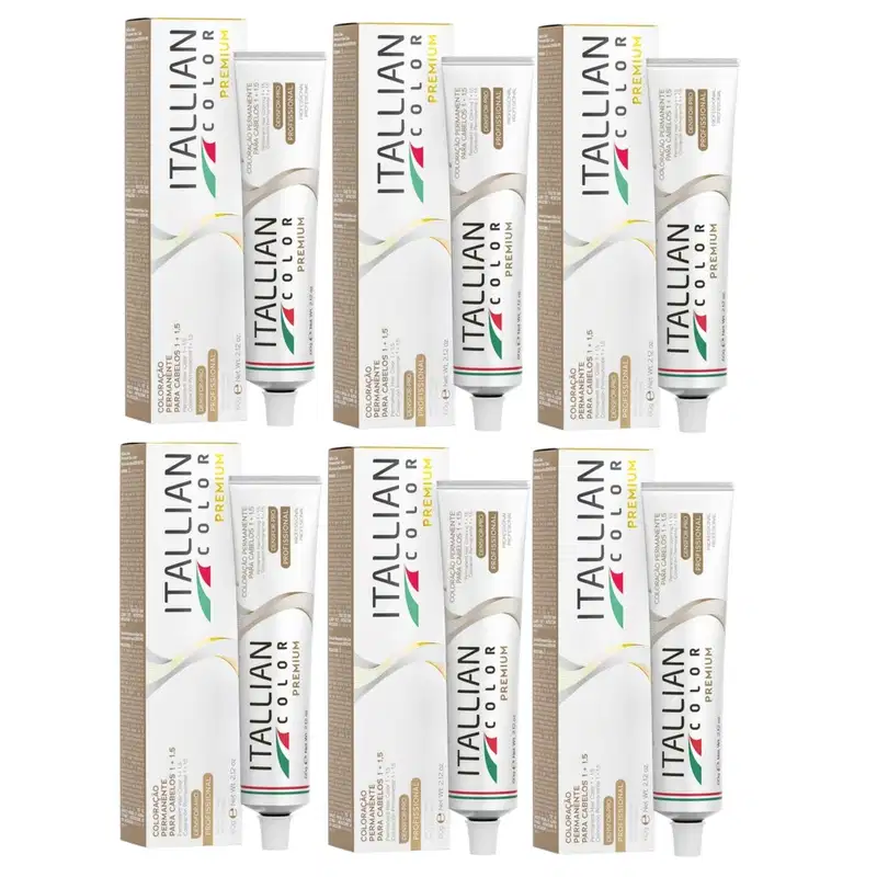Kit 6 Coloração Itallian Color 6.0 Louro Escuro 60g + Oxi 1L
