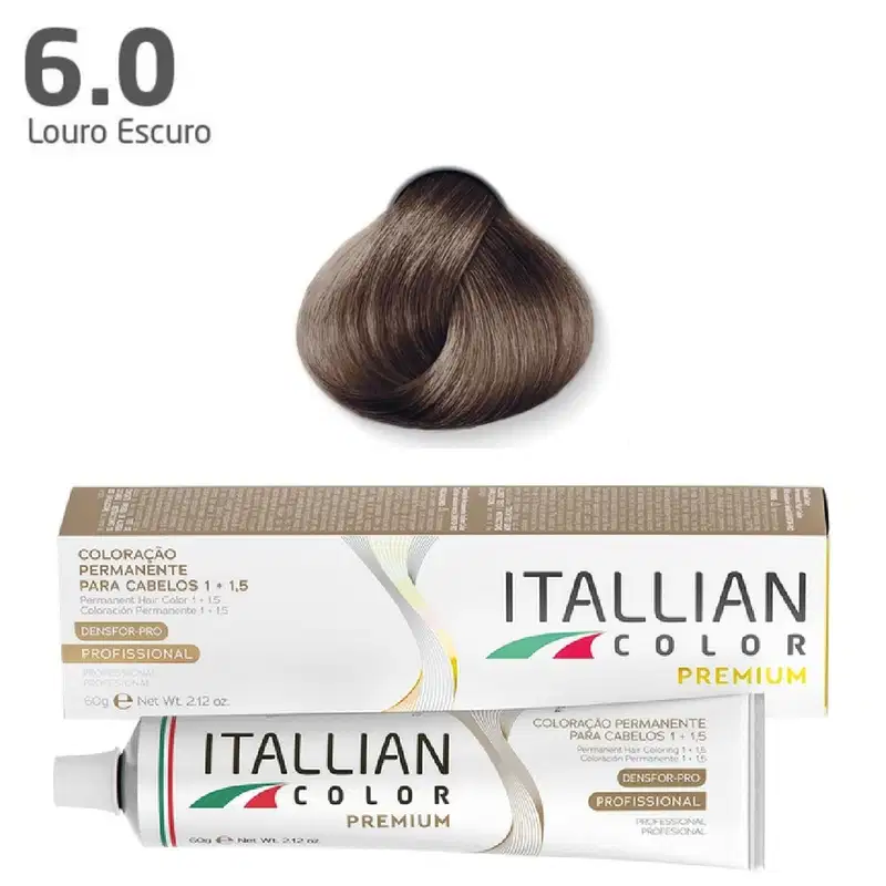 Kit 6 Coloração Itallian Color 6.0 Louro Escuro 60g + Oxi 1L