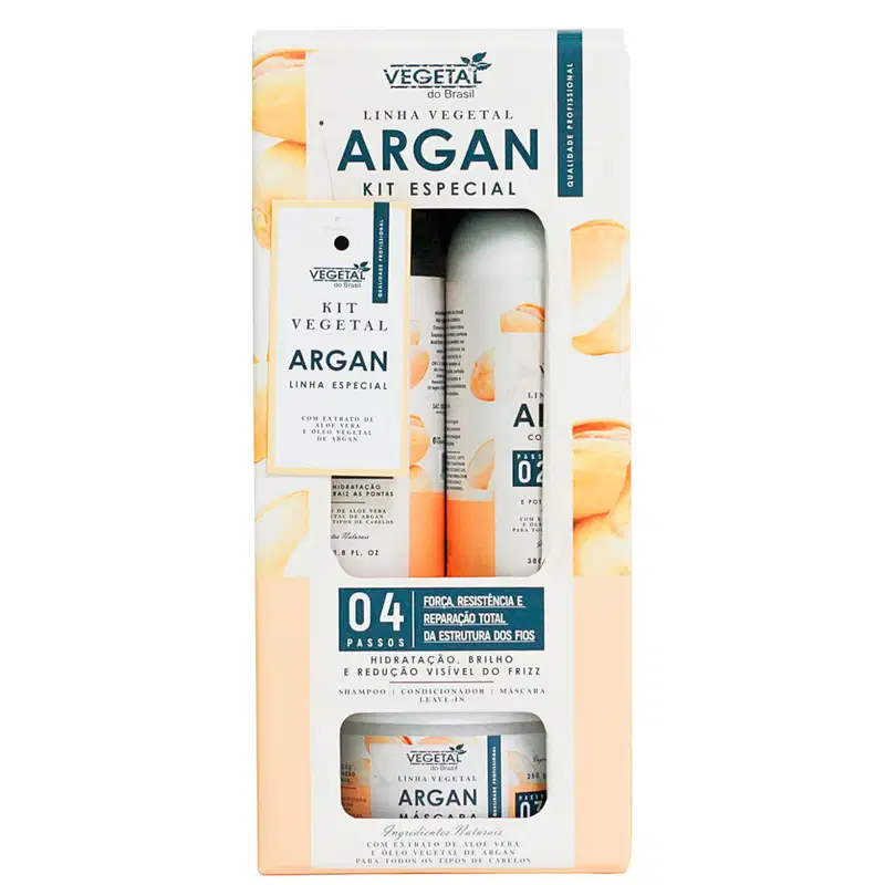 Kit Vegetal do Brasil Linha Vegetal Argan Quarteto, 4 produtos.