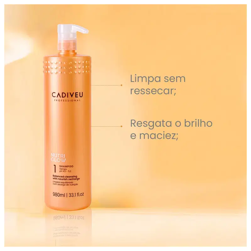 Kit Cadiveu Professional Nutri Glow Shampoo Extra e Condicionador Litro (3 produtos)