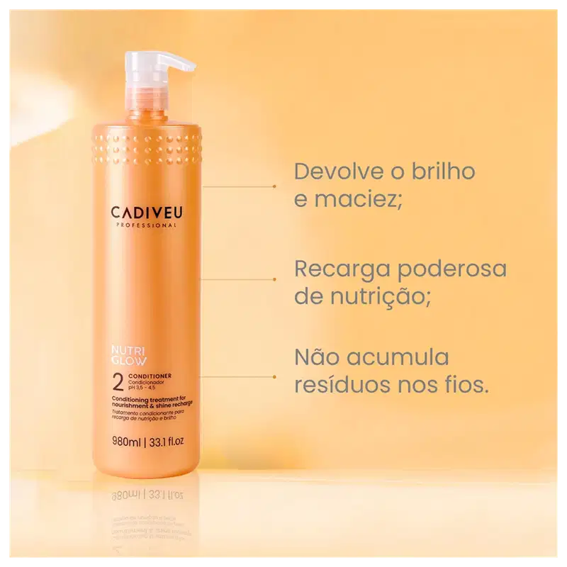 Kit Cadiveu Professional Nutri Glow Shampoo Extra e Condicionador Litro (3 produtos)