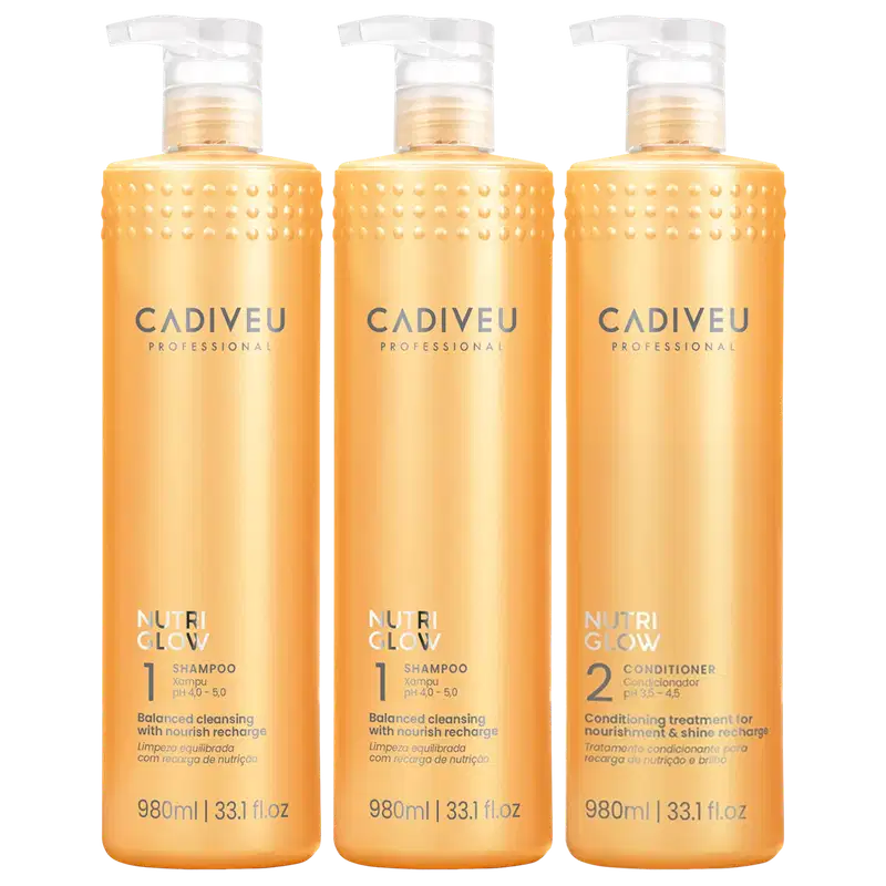 Kit Cadiveu Professional Nutri Glow Shampoo Extra e Condicionador Litro (3 produtos)