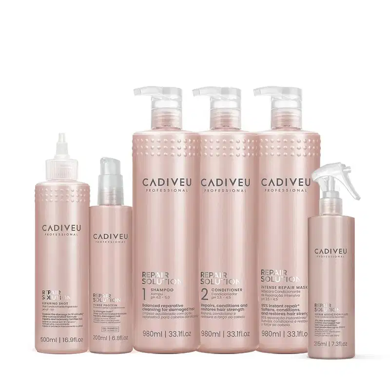 Kit Cadiveu Repair Solution Shampoo Sem Sulfato Condicionador Máscara Shot  Proteina e Fluido Leave-in (6 produtos)