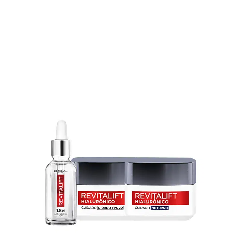 Kit L'Oréal Paris Revitalift Sérum e  Hialurônico Dia e Noite (3 produtos)