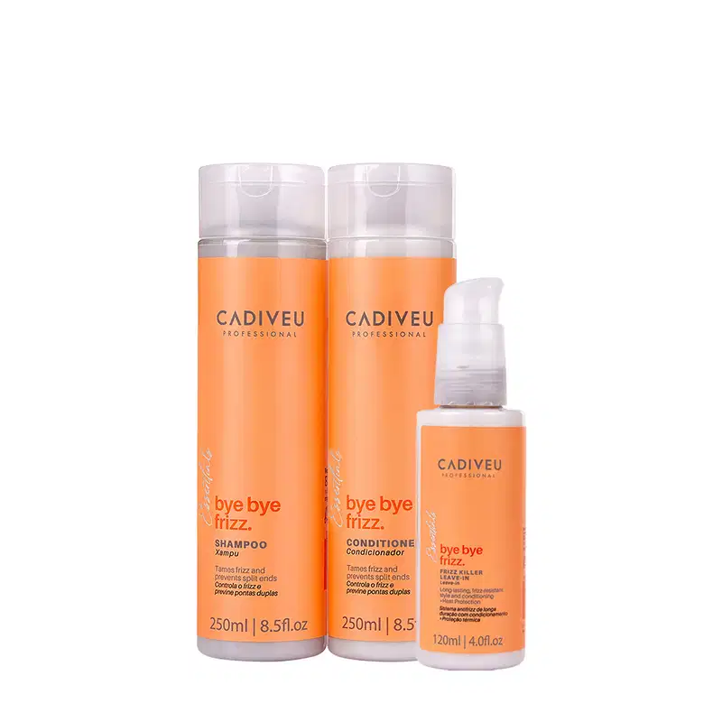 Kit Cadiveu Professional Bye Bye Frizz Shampoo Condicionador e Leave-in (3 produtos)