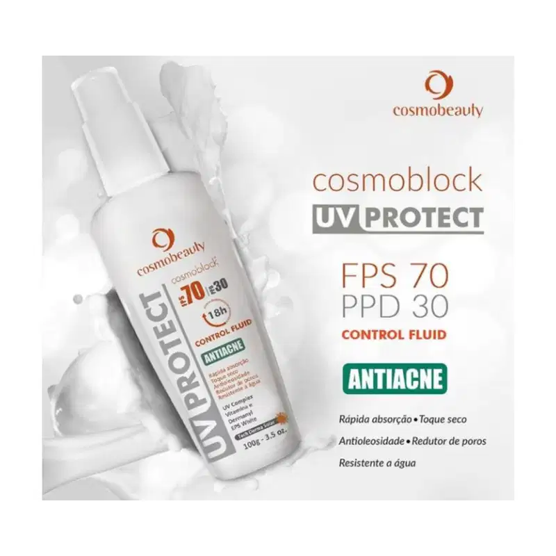 Cosmobeauty Cosmoblock Antiacne FPS 70 PPD 30 - Protetor Solar Facial100g