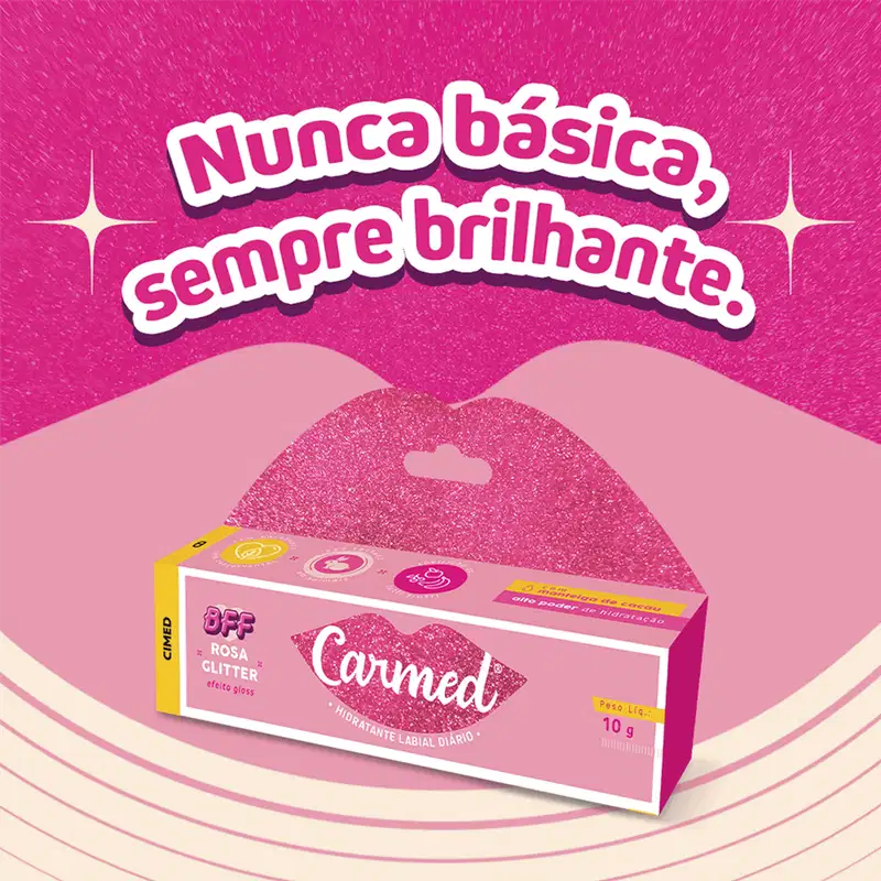 Cimed Carmed BFF Rosa Glitter - Hidratante Labial 10g
