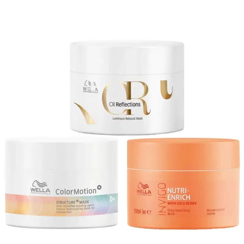 Três máscaras de tratamento, cada uma com 150ml.