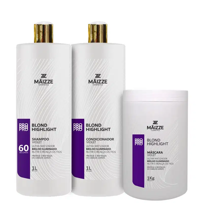 Kit Maizze Blond Highlight Violet Matizador Salon Trio (3 Produtos)