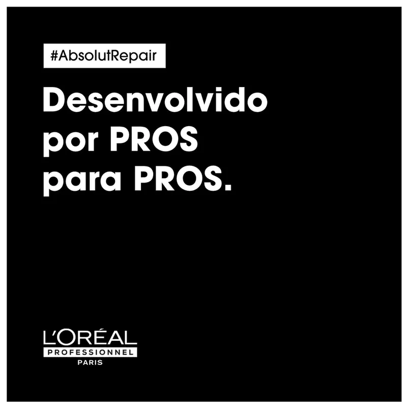 O texto principal em letras grandes e brancas diz "Desenvolvido por PROS para PROS", sugerindo que é uma linha profissional destinada a cabeleireiros e especialistas em beleza. A imagem tem um fundo preto e o logotipo da L'Óreal embaixo.