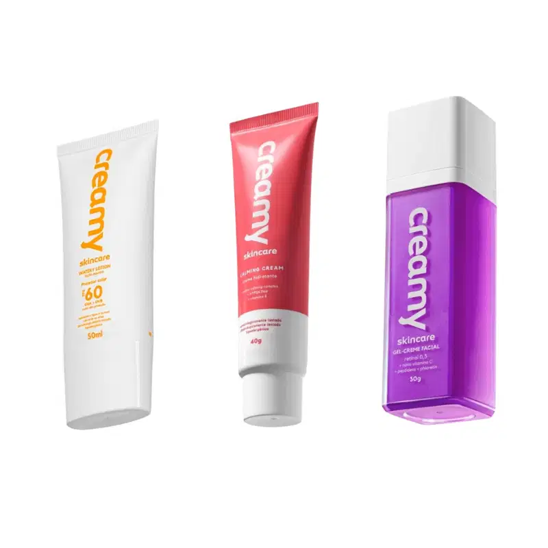 Kit Creamy Gel Retinol 30g+Protetor FPS60+Hidratante Calming