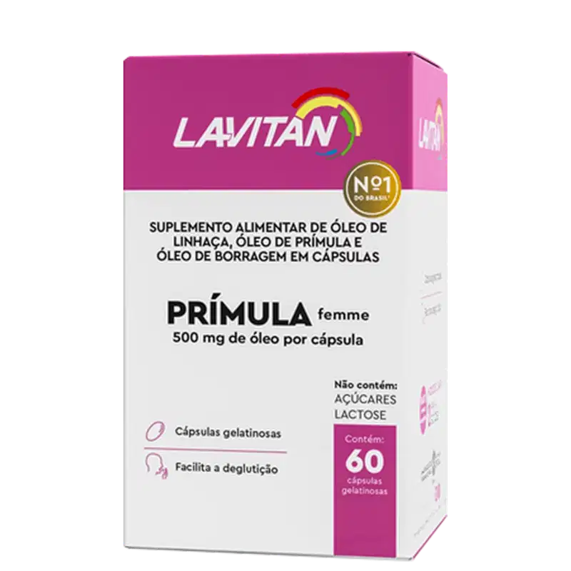 Cimed Lavitan Suplemento Alimentar Prímula Femme 500mg de Óleo por cápsula - 60 Cápsulas Gelatinosas