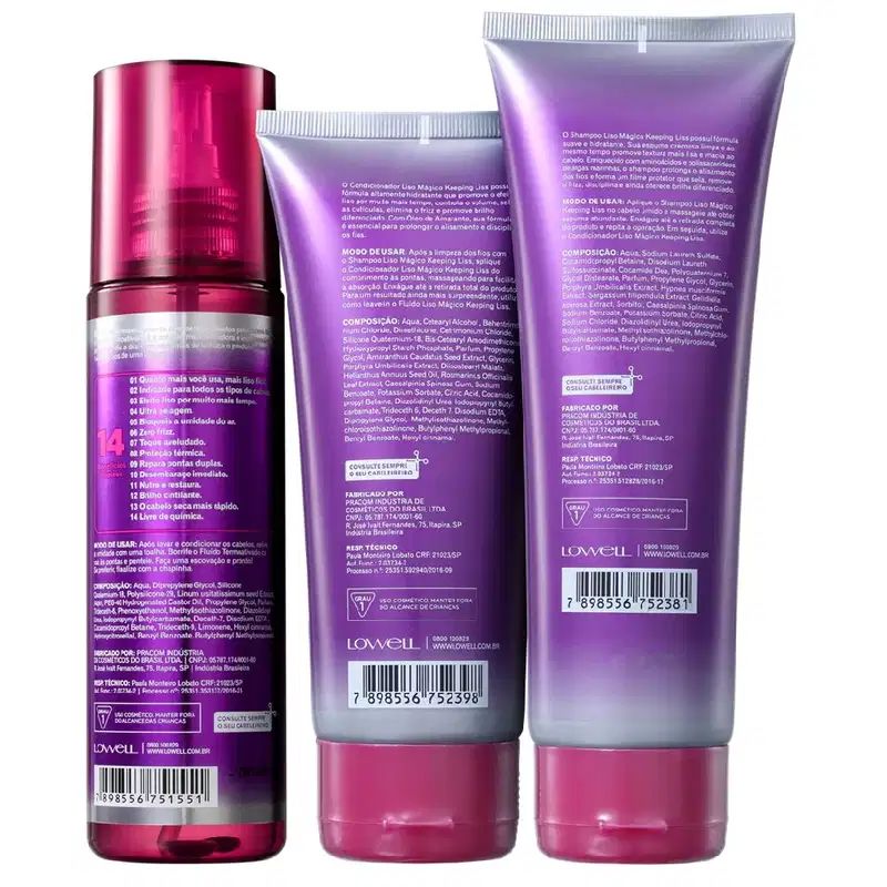 Kit Lowell Liso Mágico Keeping Liss Triplo (3 Produtos)