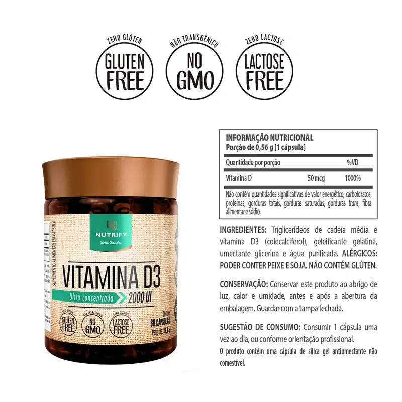 Tabela nutricional do produto.