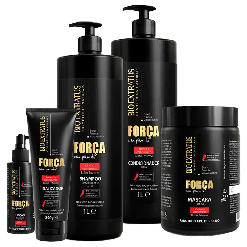 Kit Bio Extratus Força com Pimenta Completo Salão (5 Produtos)
