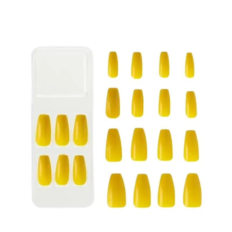 Unhas Postiças Colors Kiss New York Amarelo Canário Bailarina Longo