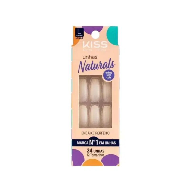 Unhas Postiças Naturals Kiss New York Natural Bailarina Longo