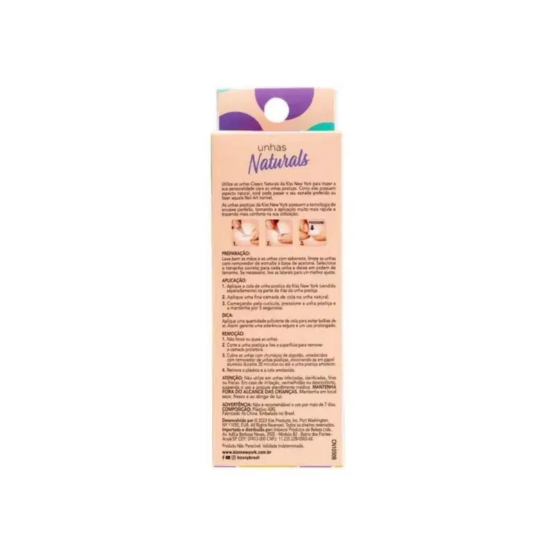 Unhas Postiças Naturals Kiss New York Natural Bailarina Longo