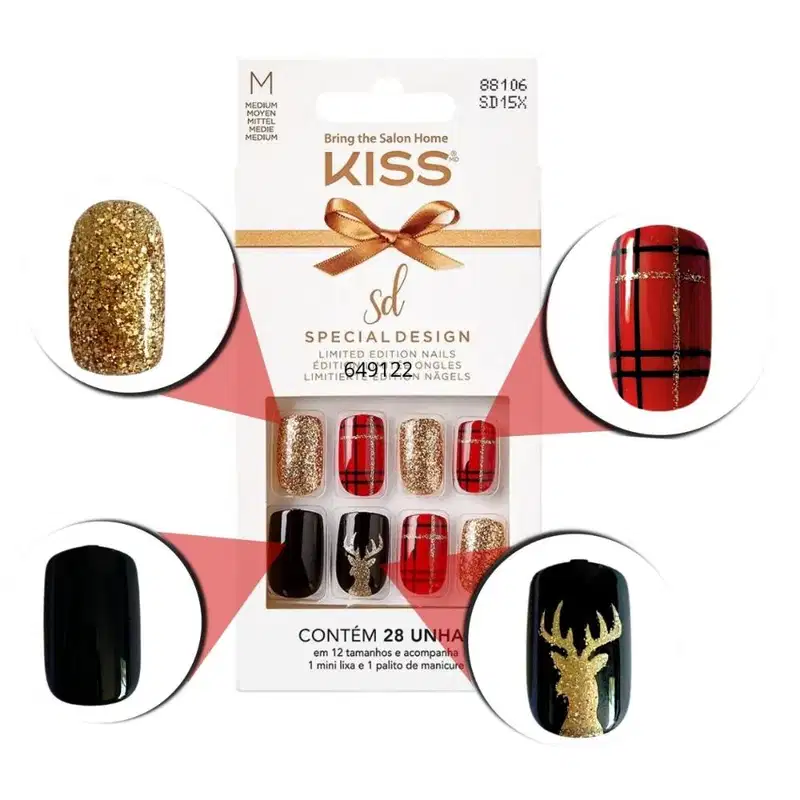 Unhas Postiças Kiss Sd Angels Medium C/28un Sd15x
