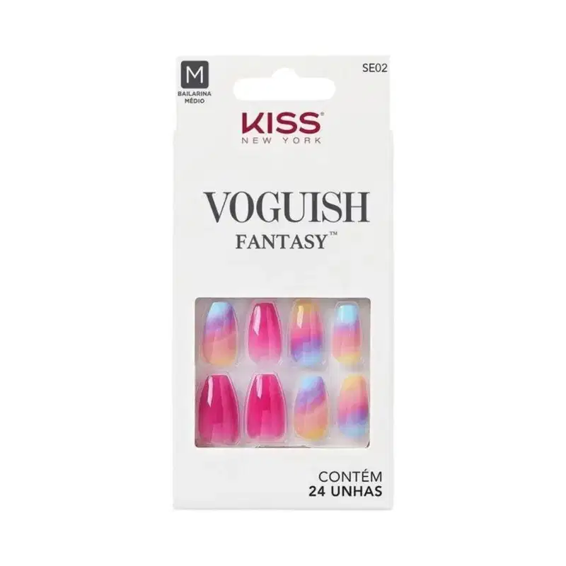 Unhas Postiças Kiss Ny Voguish Fantasy The Motto Bailarina Médio C/28un Se02