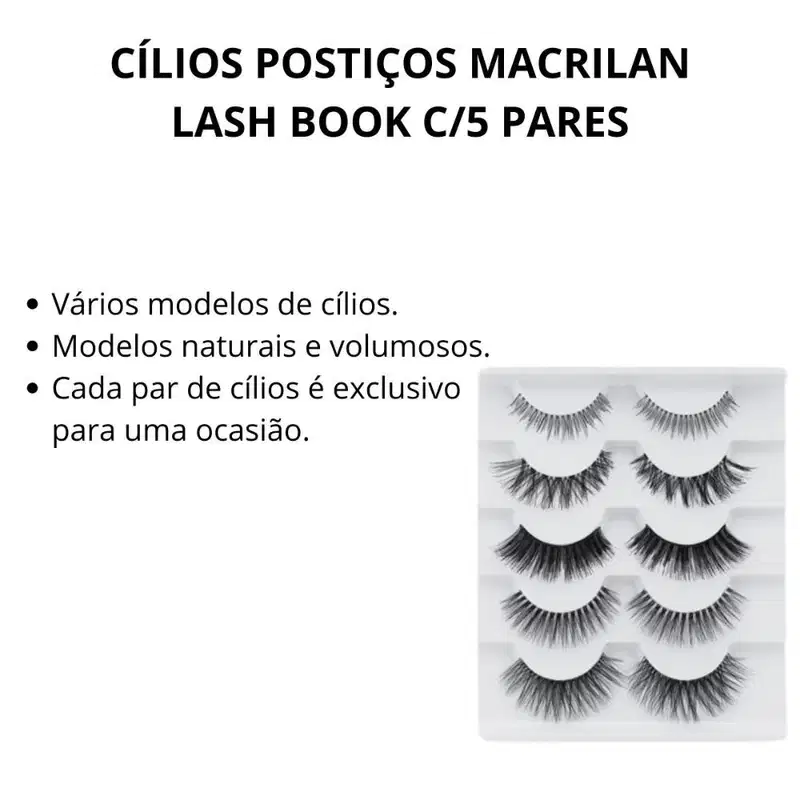 Cílios Postiços Macrilan Lash Book C/5 Pares Cód.eb101