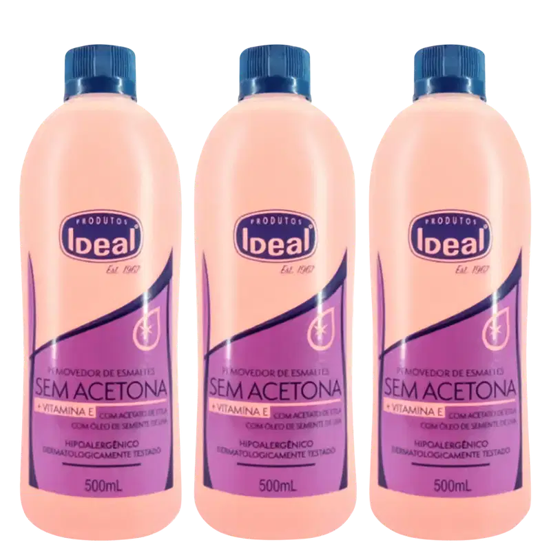 Kit Removedor de Esmaltes Ideal Sem Acetona 500ml C/3