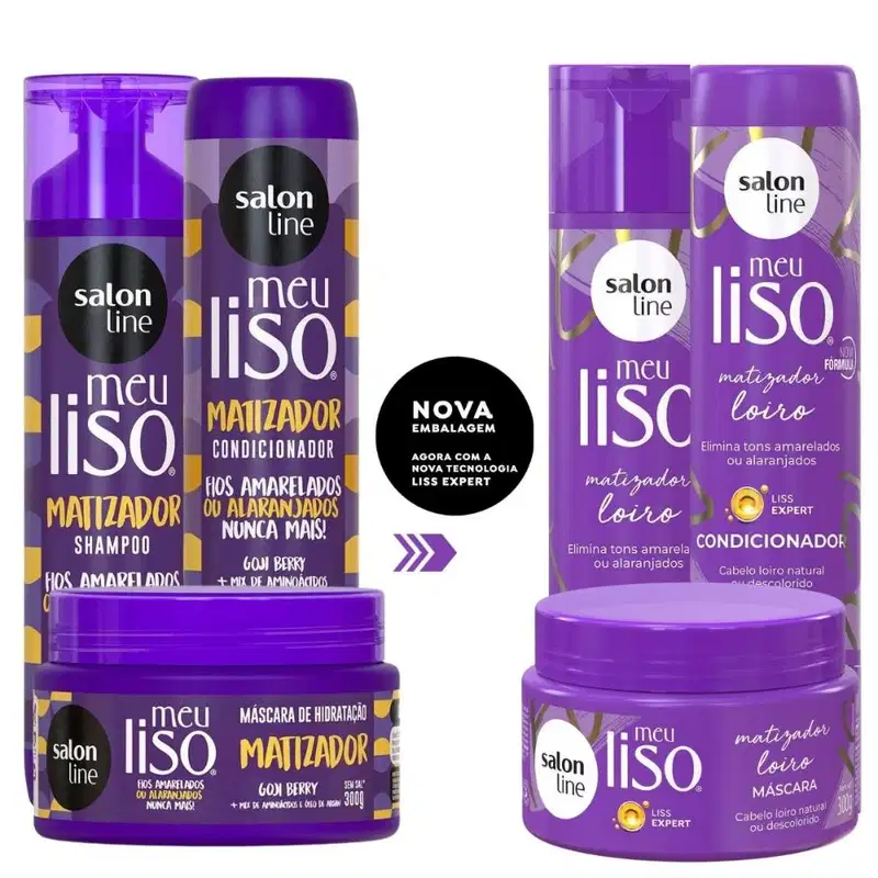 Kit Salon Line Meu Liso Matizador Loiro C/3