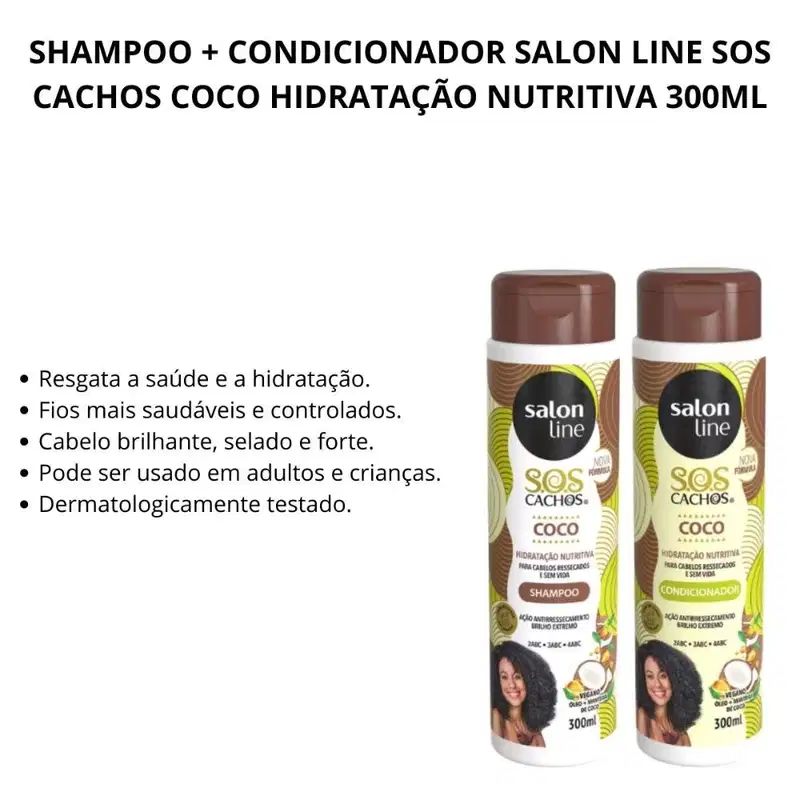 Shampoo + Condicionador Salon Line Sos Cachos Coco Hidratação Nutritiva 300ml