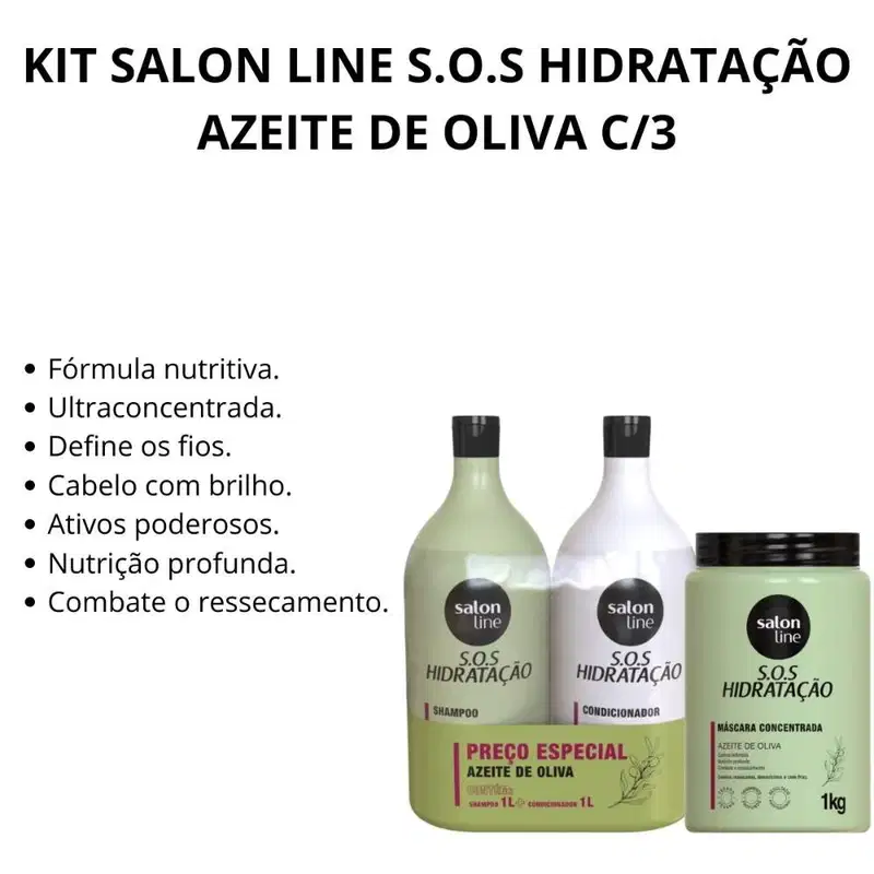Kit Salon Line S.o.s Hidratação Azeite de Oliva C/3