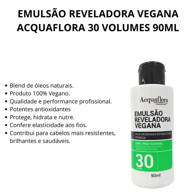 Emulsão Reveladora Vegana Acquaflora 30 Volumes 90ml