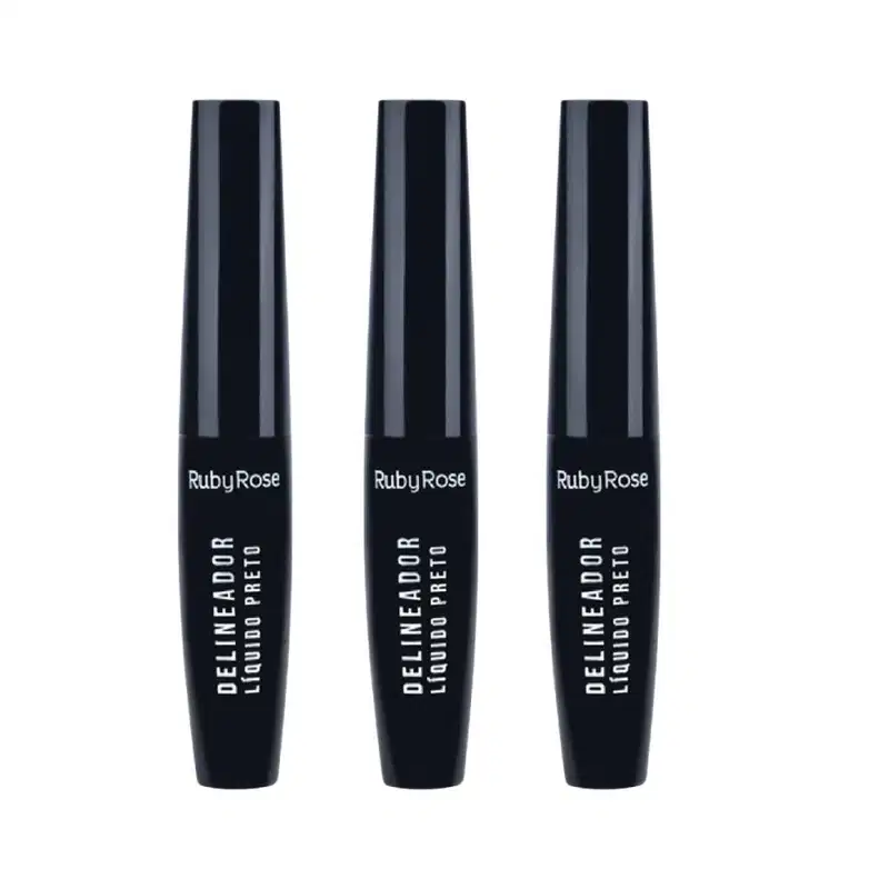 Kit Ruby Rose Delineador Líquido Preto 5,8ml Hb-8406 1 C/3