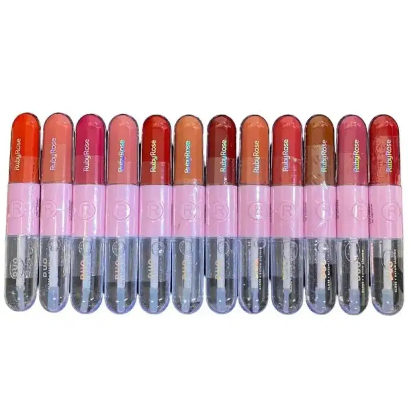 BATOM E GLOSS LIQUIDO DUO LD07 RUBYROSE