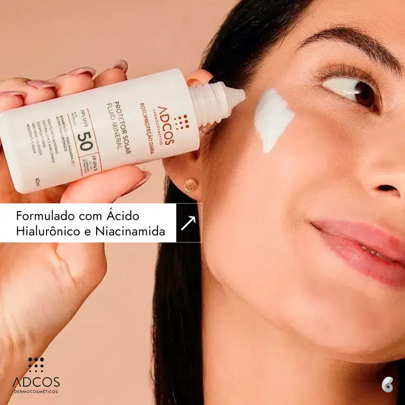 Adcos Fotoproteção Diária Fluid Mineral FPS 50 Tonalizante - Protetor Solar Facial Com Cor 40ml