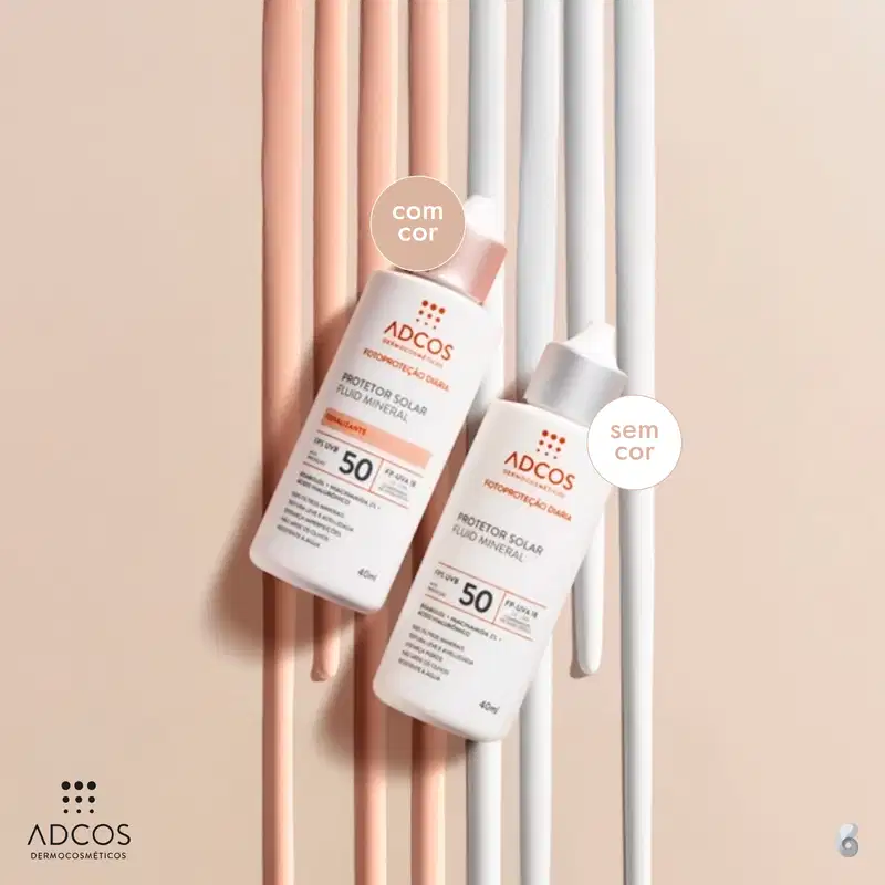 Adcos Fotoproteção Diária Fluid Mineral FPS 50 Tonalizante - Protetor Solar Facial Com Cor 40ml