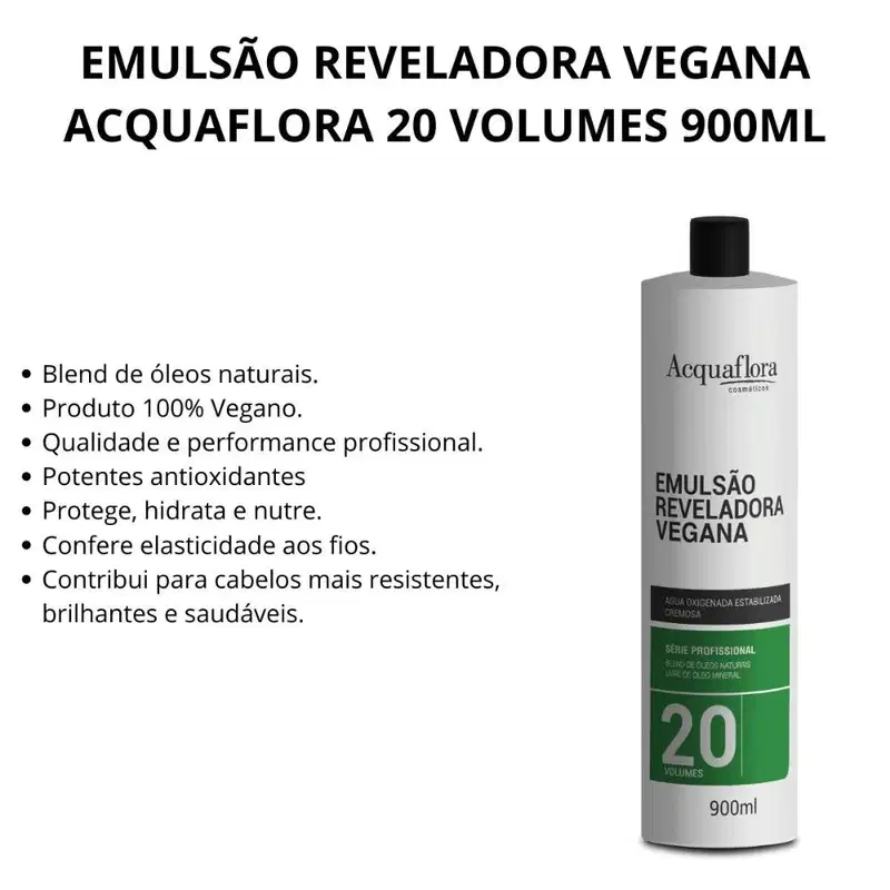 Emulsão Reveladora Vegana Acquaflora 20 Volumes 900ml