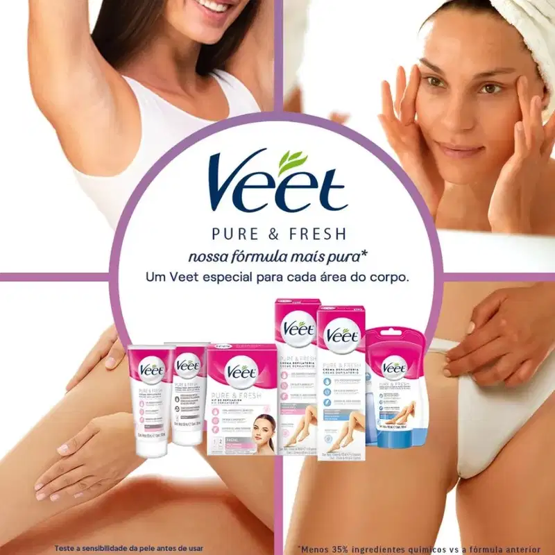 Creme Depilatório Veet Pure & Fresh Pele Sensível 200ml