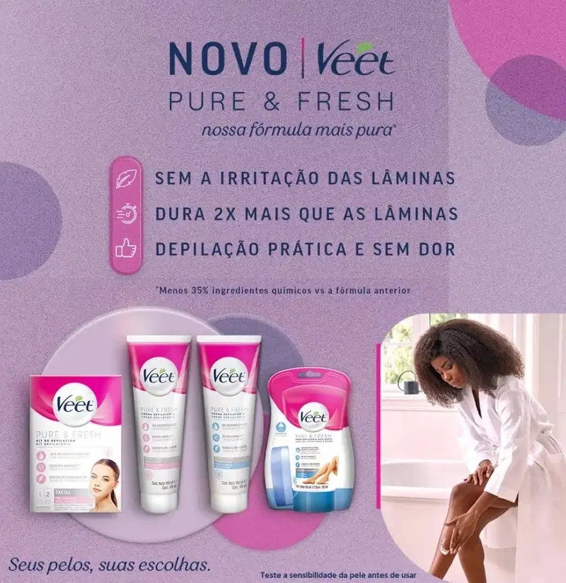 Creme Depilatório Veet Pure & Fresh Pele Sensível 200ml