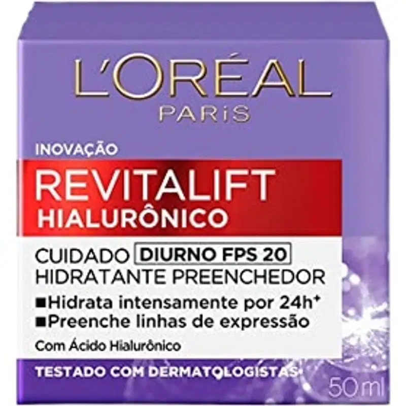 Kit Hidratante Facial Antissinais Revitalift Hialurônico Loreal Paris NOTURNO + DIURNO 20 FPS