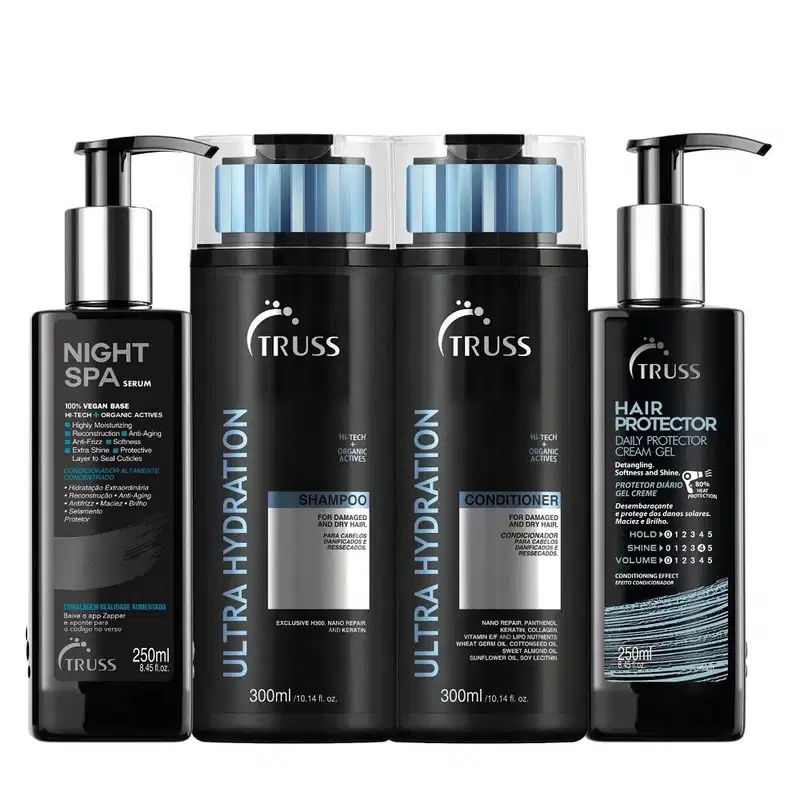 Kit TRUSS Ultra Hydration + Hair Protector + Night Spa (4 Produtos)