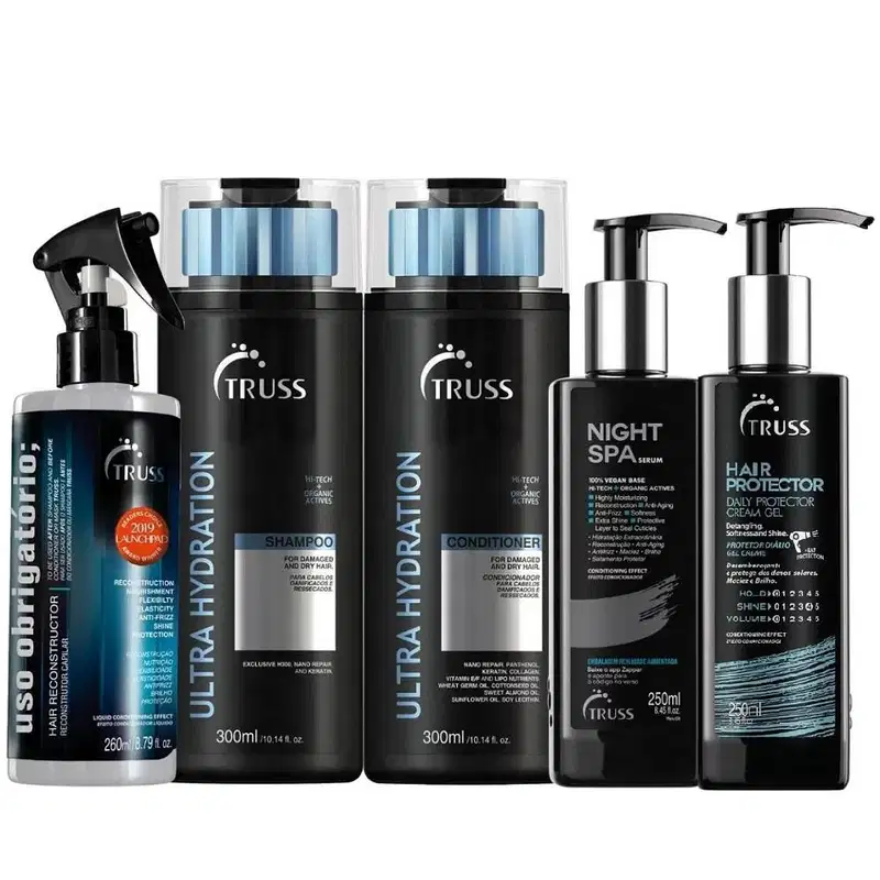 Kit TRUSS Ultra Hydration + Hair Protector + Night Spa  + Uso Obrigatório (5 Produtos)