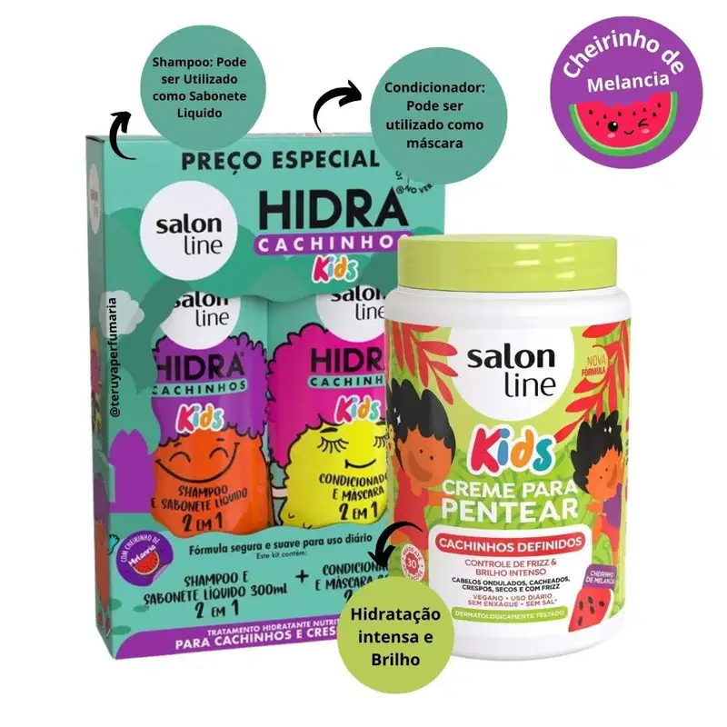 Kit Salon Line Hidra Cachinhos + Creme Melancia