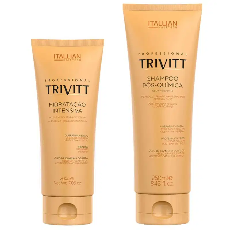 Máscara capilar de hidratação intensiva de 200g e shampoo pós-química de 250ml