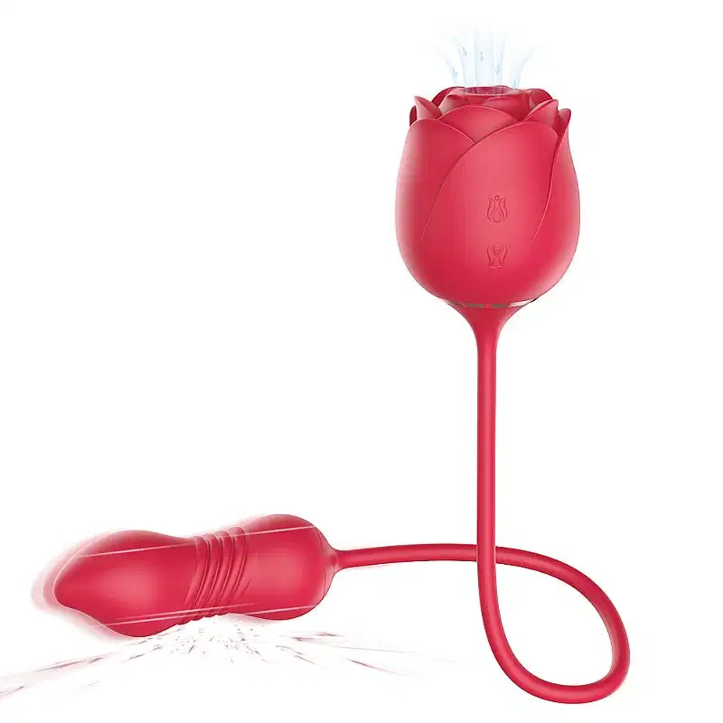 Rosa Sugador de Clitóris com Pulsação e Vai e Vem Immortal Flower Five - Vermelho