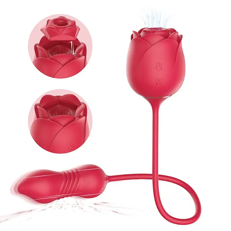 Rosa Sugador de Clitóris com Pulsação e Vai e Vem Immortal Flower Five - Vermelho