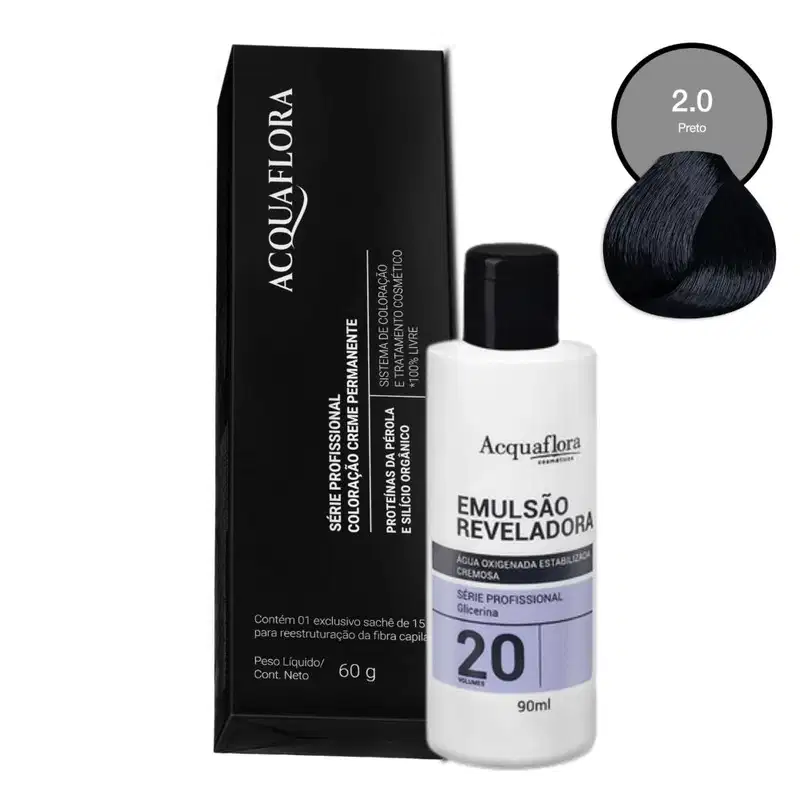 Coloração Acquaflora 2.0 60g + Água Oxigenada 20 Volumes 90ml