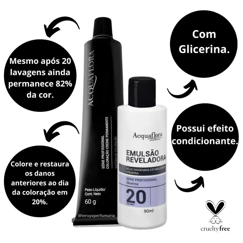 Kit Acquaflora Coloração 9.0 Louro Muito Claro + Água Oxigenada 20 Volumes (2 Produtos)