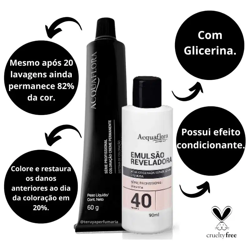 Kit Acquaflora Coloração 10.1 Louro Claríssimo Acinzentado + Água Oxigenada 40 Volumes (2 Produtos)