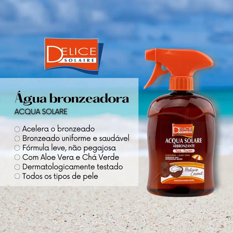 Delice Solaire Acqua Solare Bronzeador Coconut - Água Bronzeadora 500ml