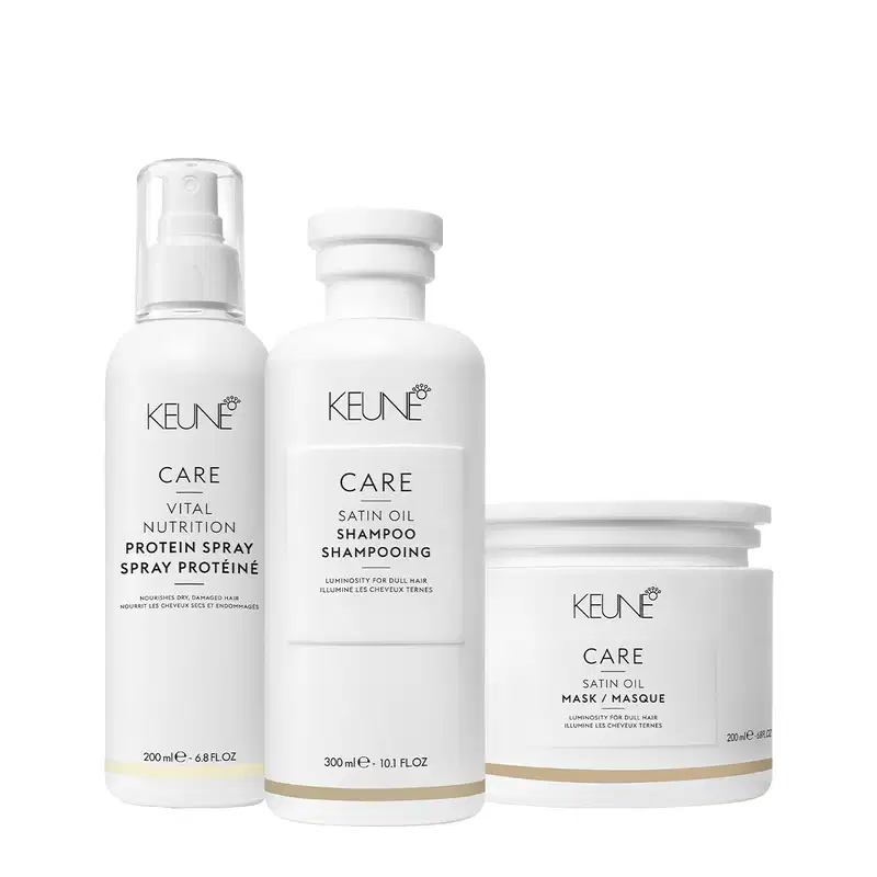 Kit Keune Care Satin Oil + Vital Nutrition, 3 produtos.