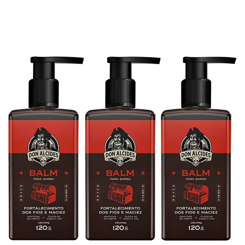 3X BALM HIDRATANTE PARA BARBA 120G BARBA NEGRA DON ALCIDES